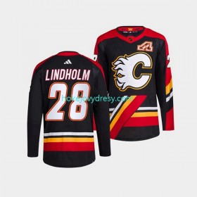 Pánské Hokejový Dres Calgary Flames Elias Lindholm 28 Adidas 2022-2023 Reverse Retro Černá Authentic